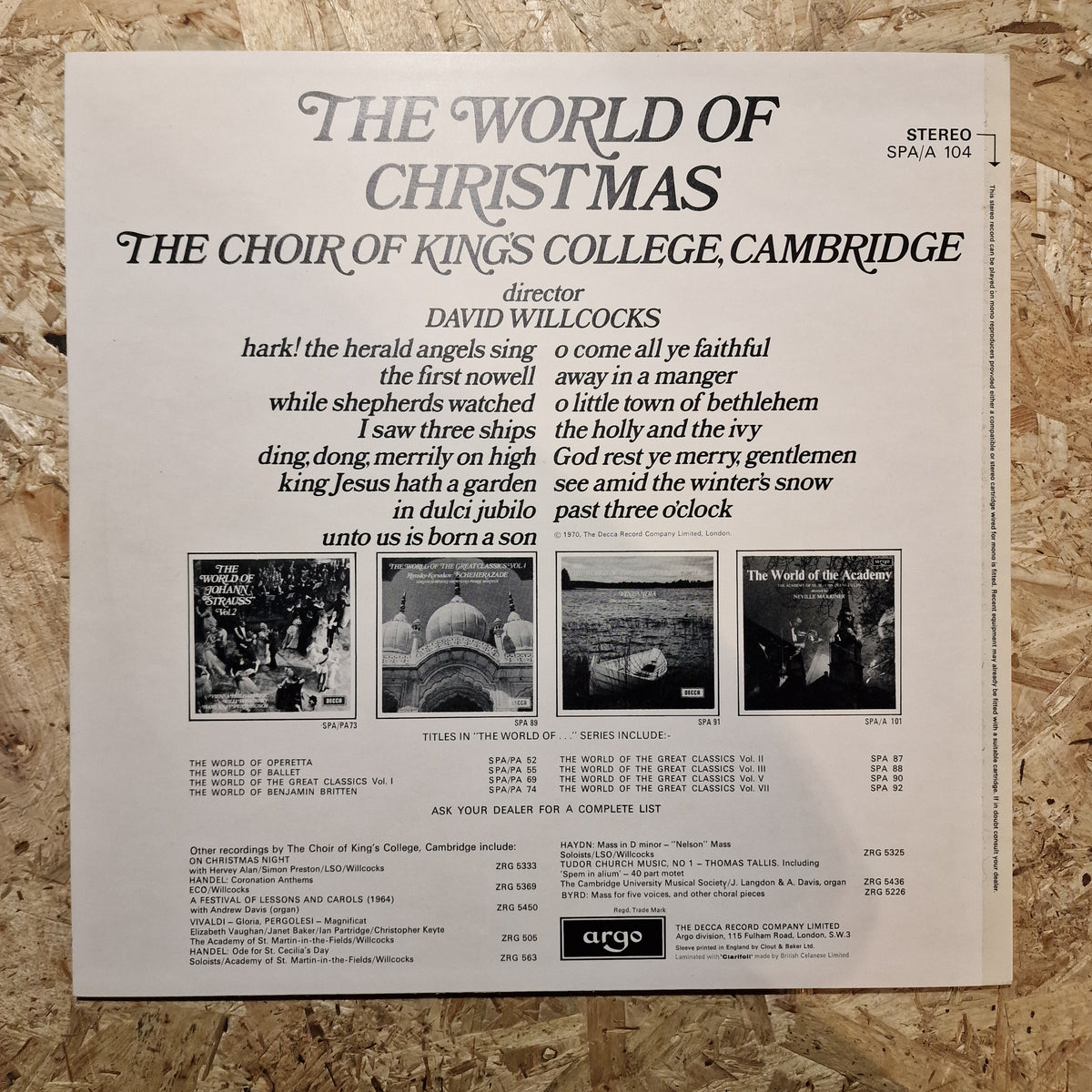 The Choir Of King's College, Cambridge Director David Willcocks – The World Of Christmas