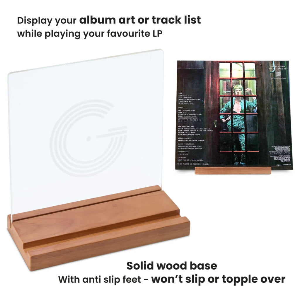 "Now Playing" Vinyl Record Display Stand – Vintage Oak