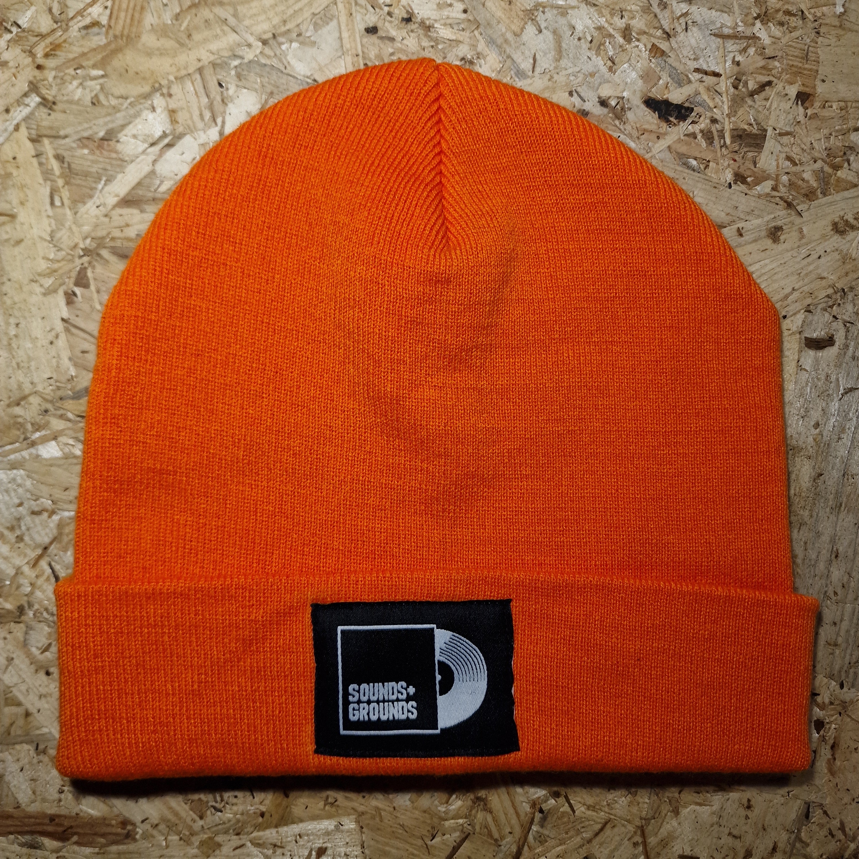Orange Sounds and Grounds beanie hat (Front)