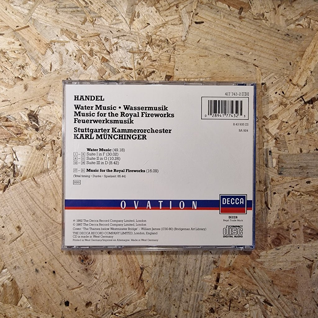 Handel : Stuttgarter Kammerorchester / Karl Münchinger – Water Music · Wassermusik · Feuerwerksmusik