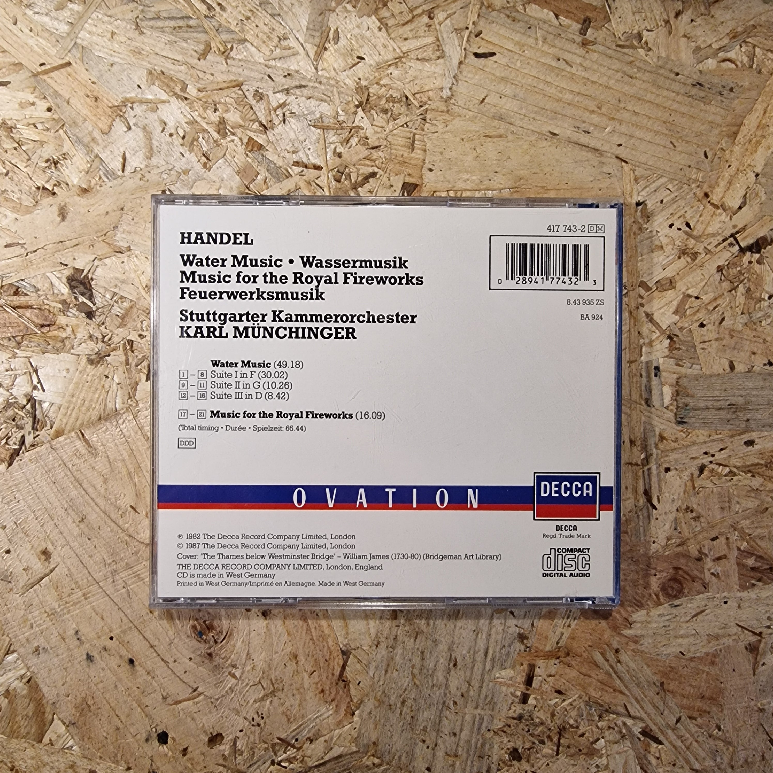 Handel : Stuttgarter Kammerorchester / Karl Münchinger – Water Music · Wassermusik · Feuerwerksmusik