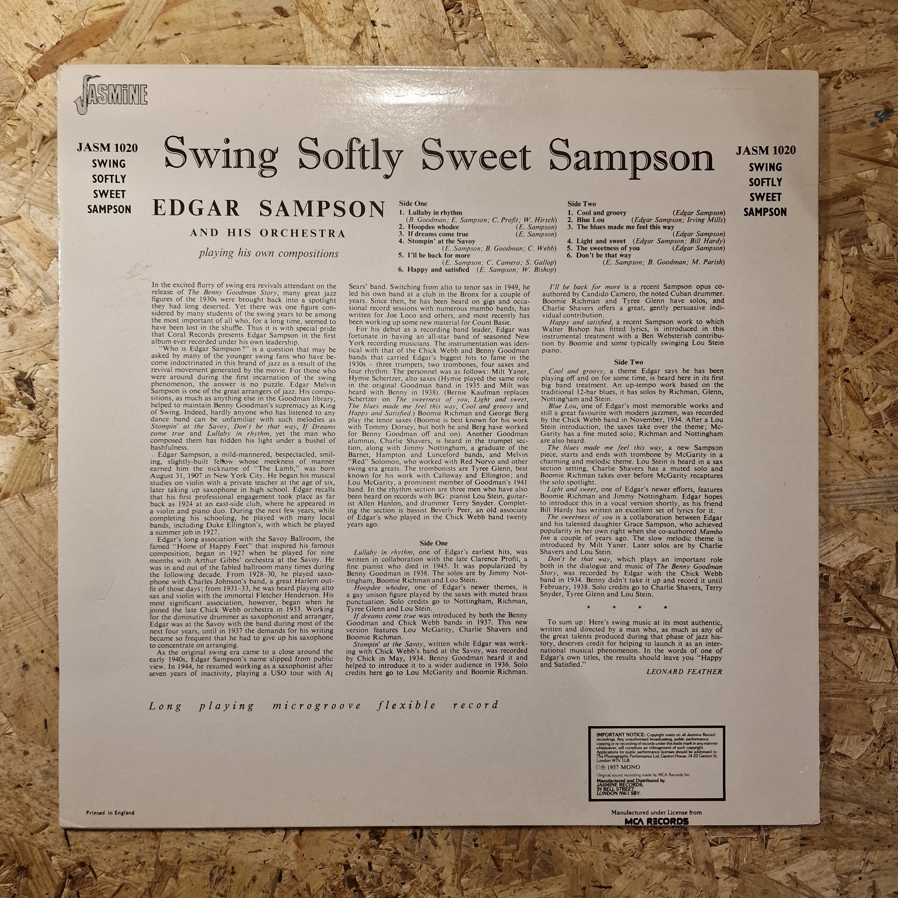 Edgar Sampson And His Orchestra – Swing Softly Sweet Sampson
