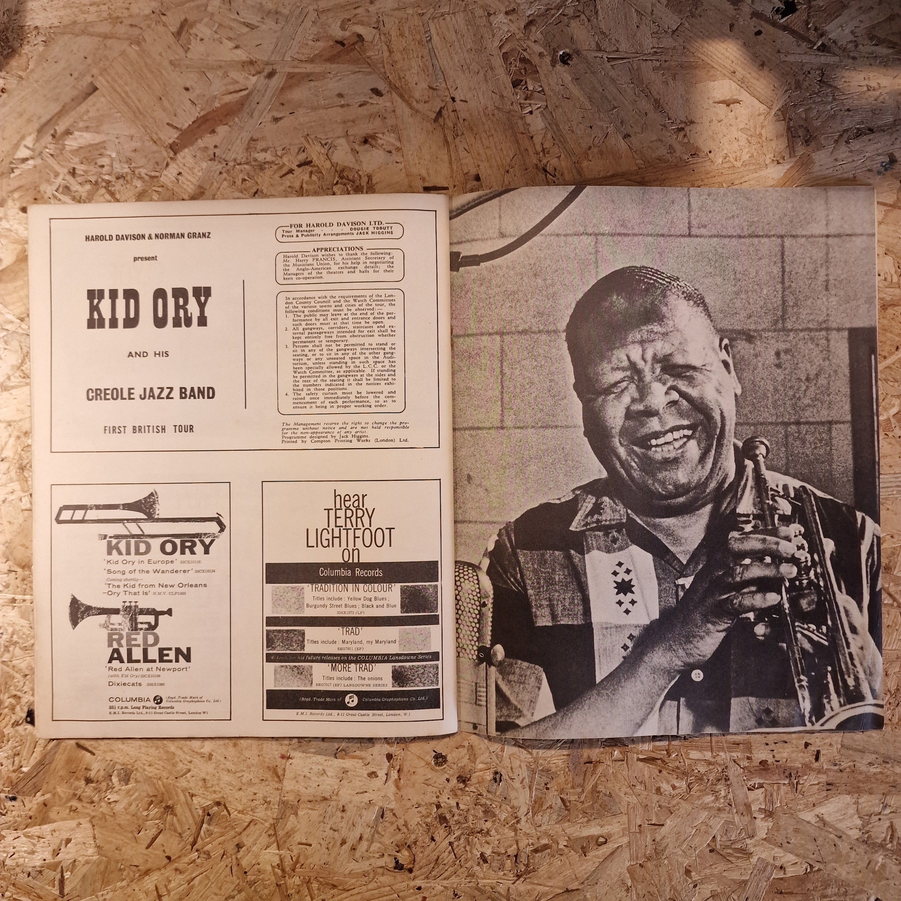 Kid Ory & His Creole Jazz Band - Souvenir Programme (c.1950s)