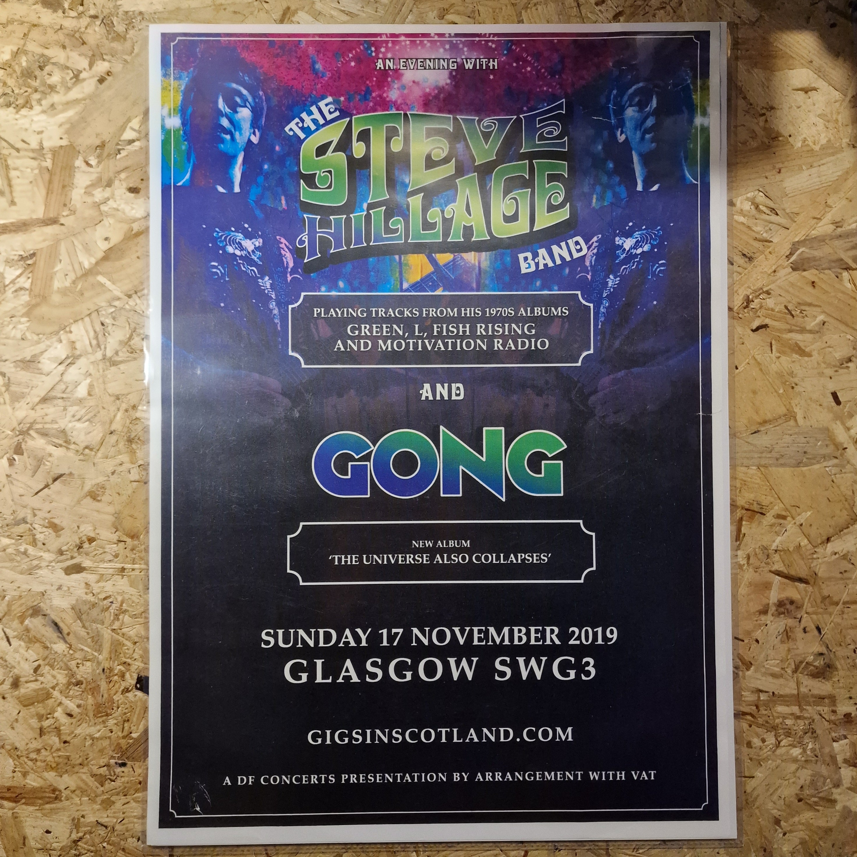 The Steve Hillage Band & Gong - Glasgow SWG3 2019 Poster (A3)