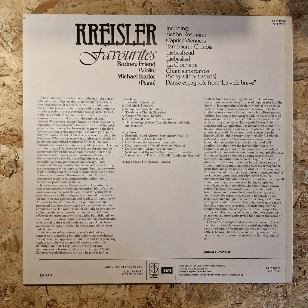 Rodney Friend, Michael Isador – Kreisler Favourites