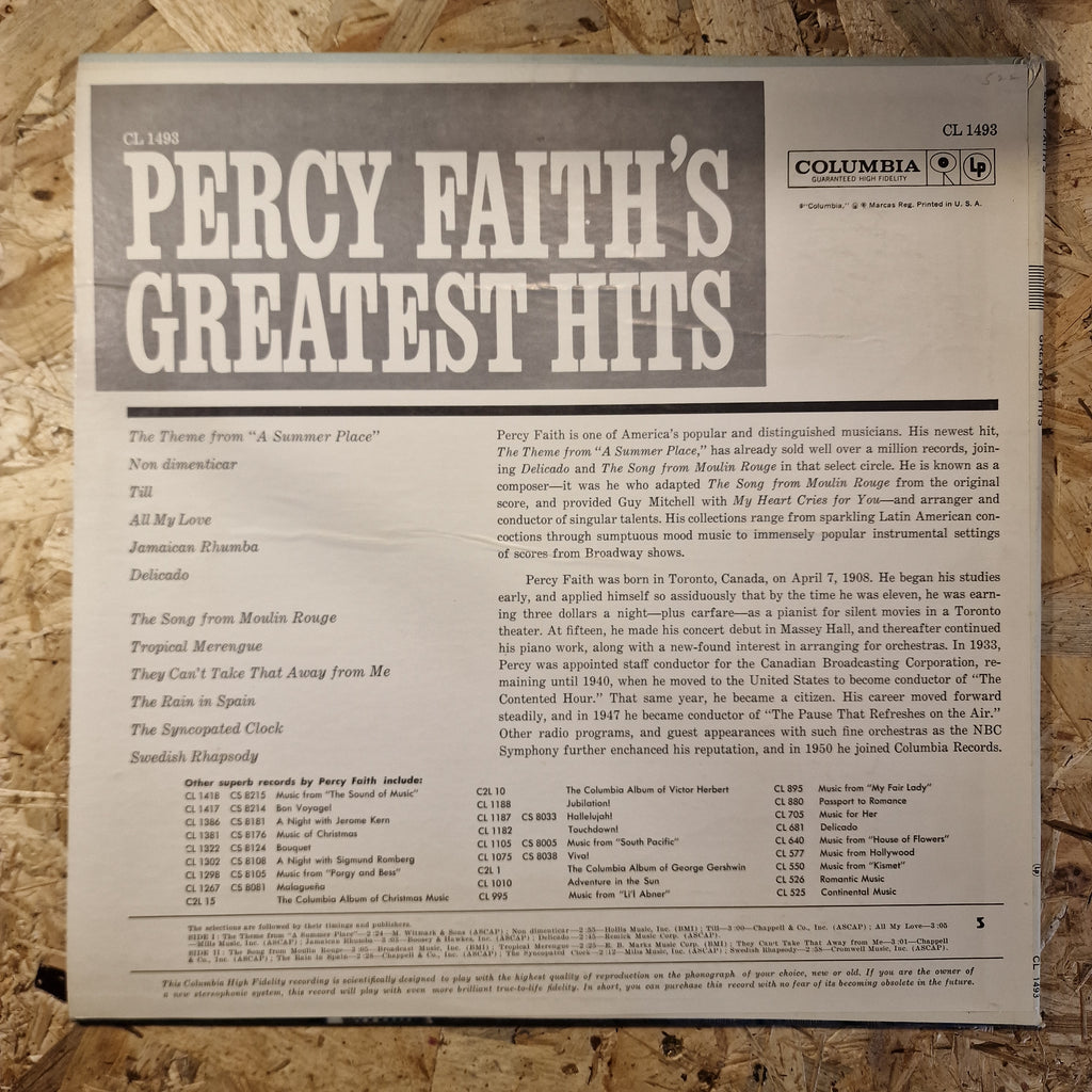 Percy Faith And His Orchestra – Percy Faith's Greatest Hits