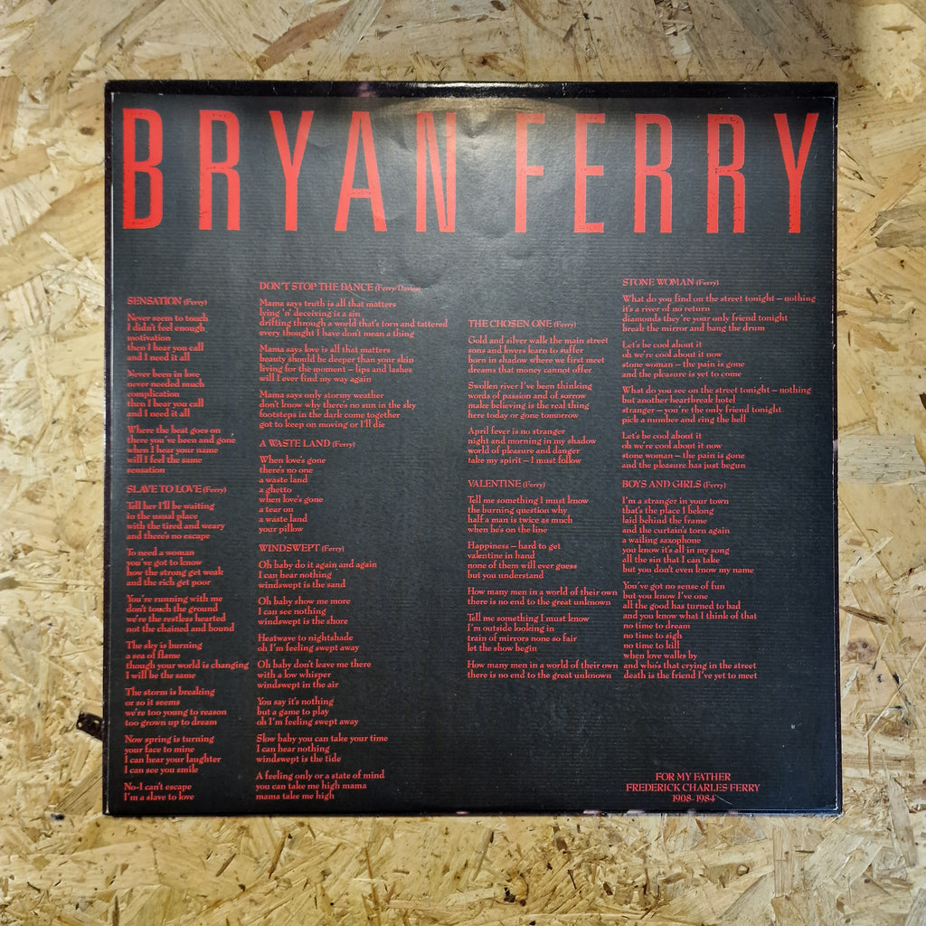Bryan Ferry ‎– Boys And Girls 1985 UK Press