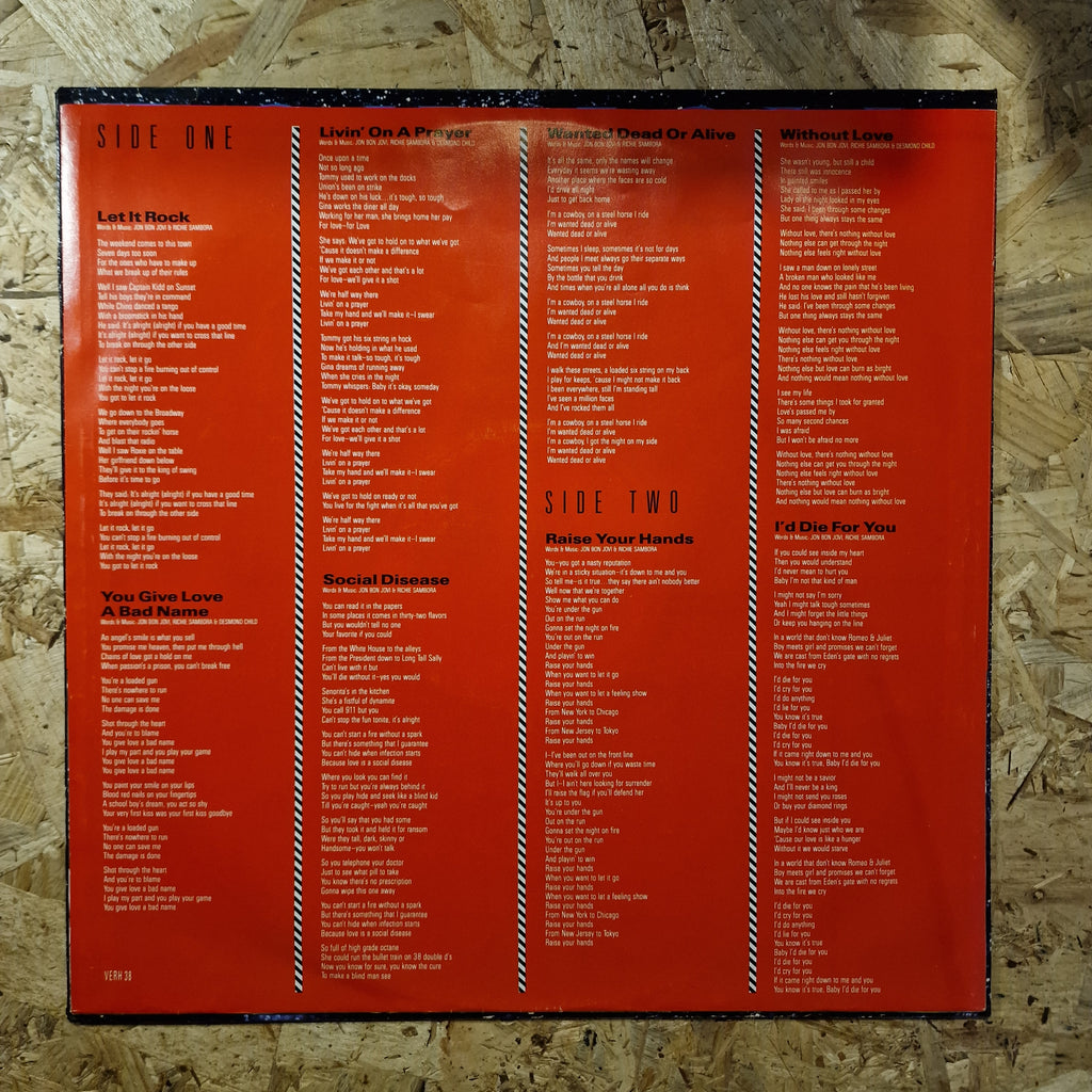 Bon Jovi ‎– Slippery When Wet 1986 UK Press