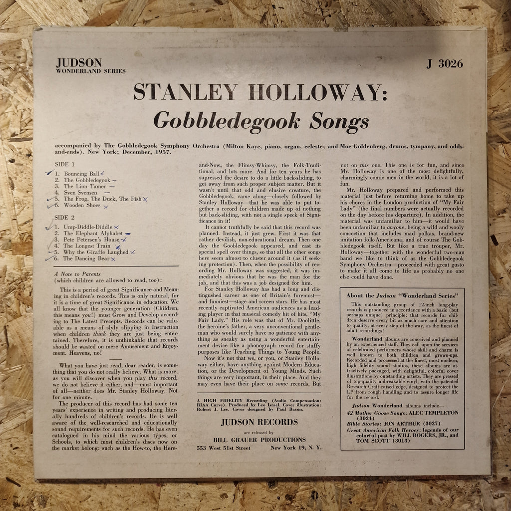 Stanley Holloway Accompanied By The Gobbledegook Symphony Orchestra – Gobbledegook Songs