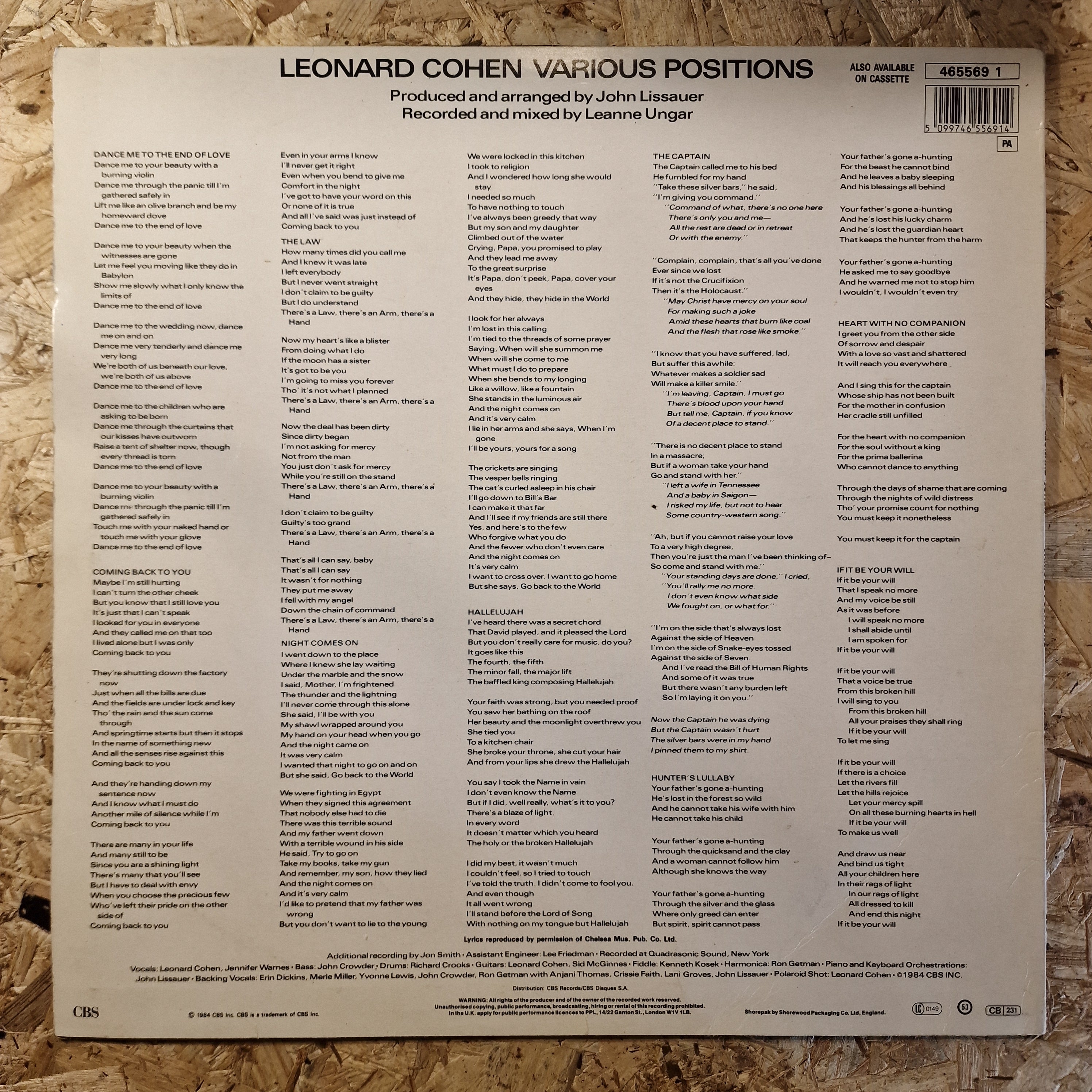 Leonard Cohen – Various Positions
