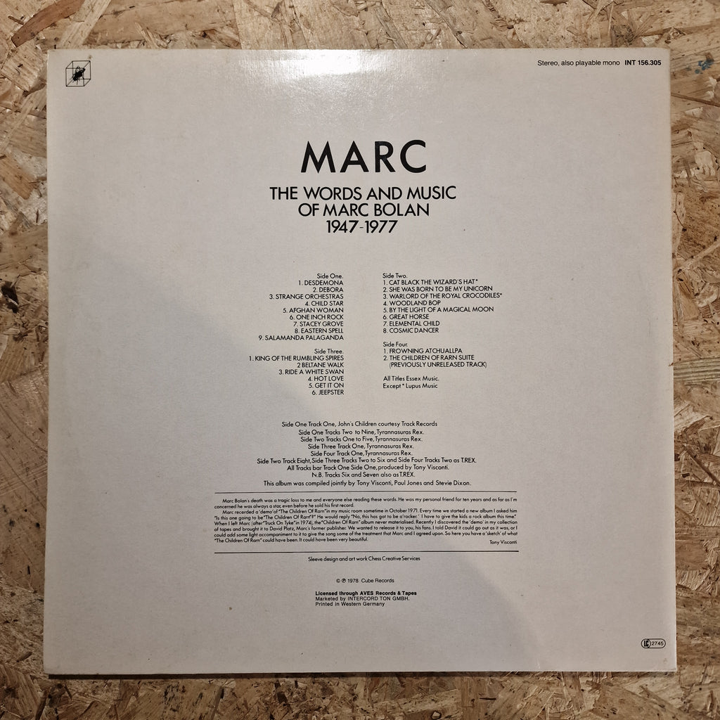 Marc Bolan – The Words And Music Of Marc Bolan 1947 - 1977