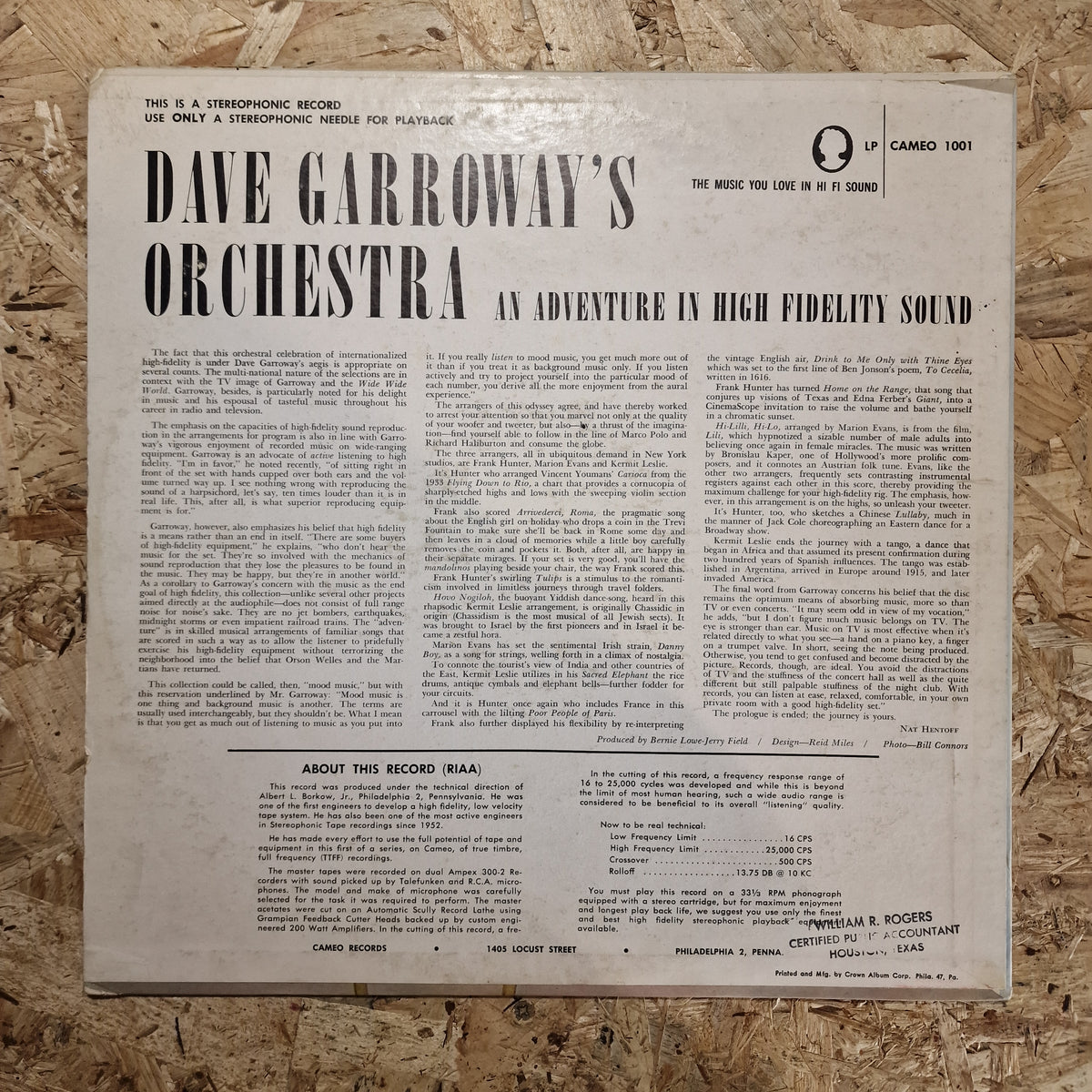Dave Garroway's Orchestra – An Adventure in Hi-Fi Music