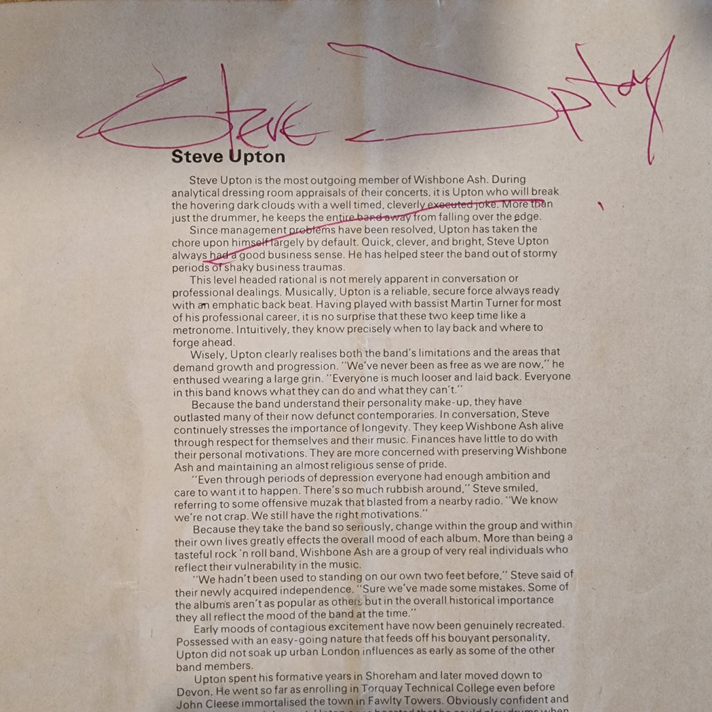 Wishbone Ash - Signed New England Tour Official Programme (1976)