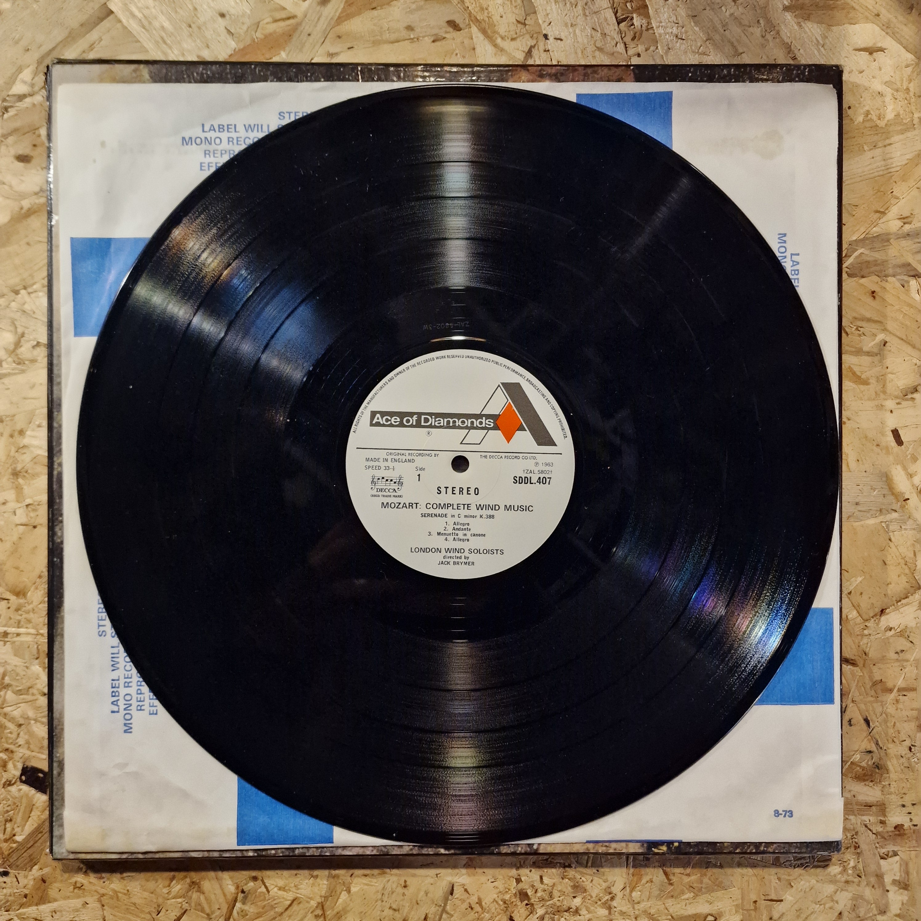Wolfgang Amadeus Mozart, Jack Brymer, London Wind Soloists – Complete Wind Music 1973 UK Press