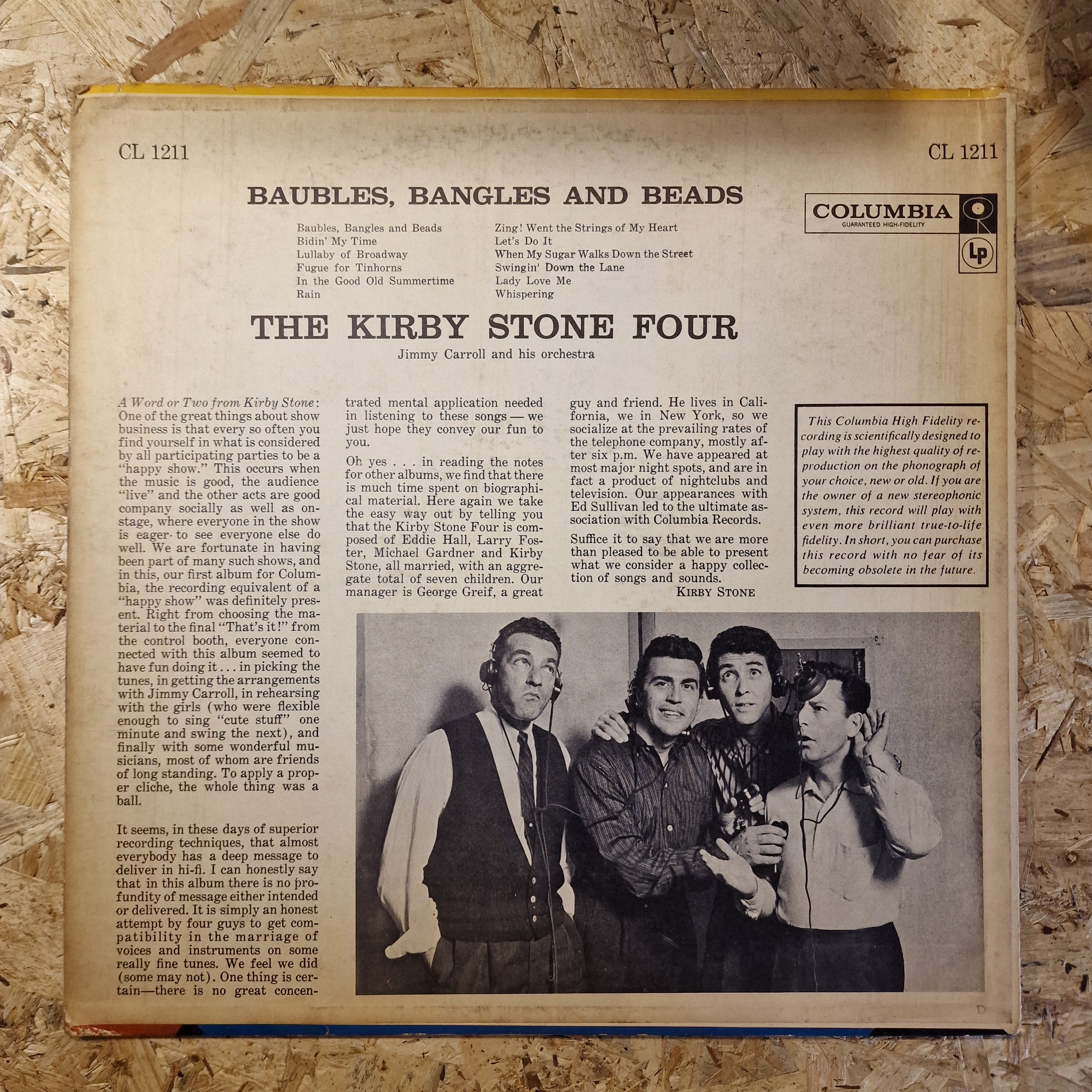 The Kirby Stone Four With Jimmy Carroll And His Orchestra – Baubles, Bangles And Beads