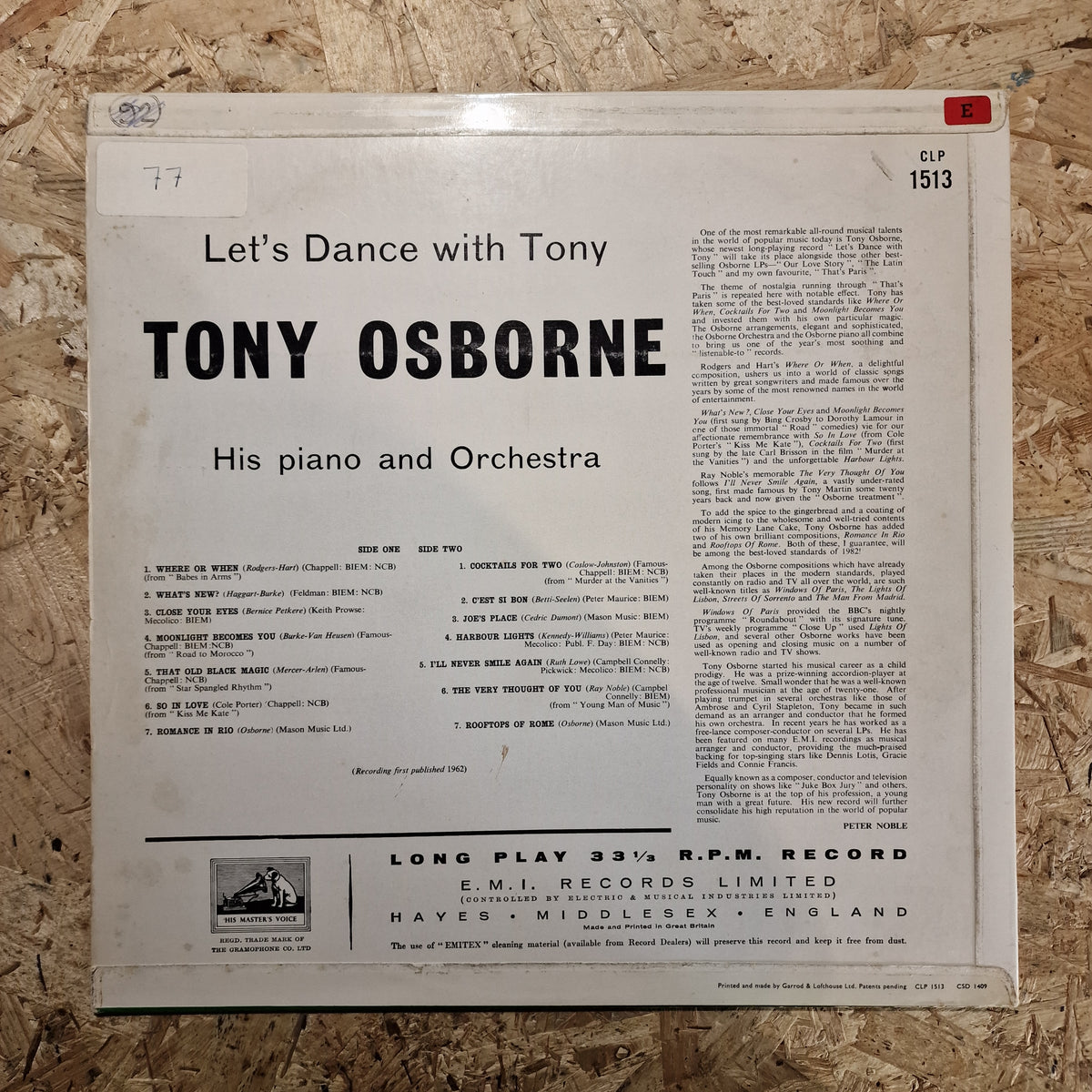 Tony Osborne, His Piano & Orchestra – Let's Dance With Tony