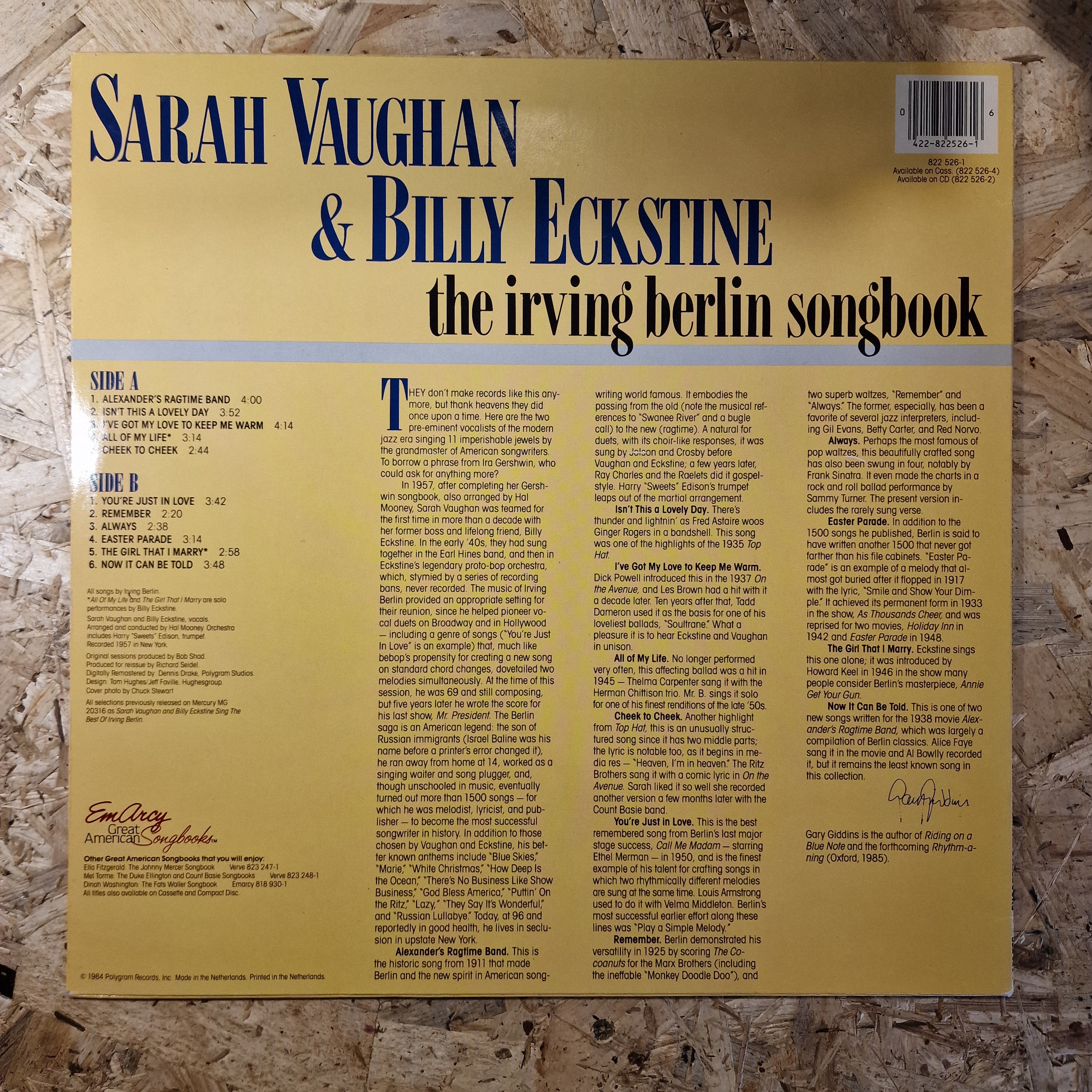 Sarah Vaughan & Billy Eckstine ‎– The Irving Berlin Songbook