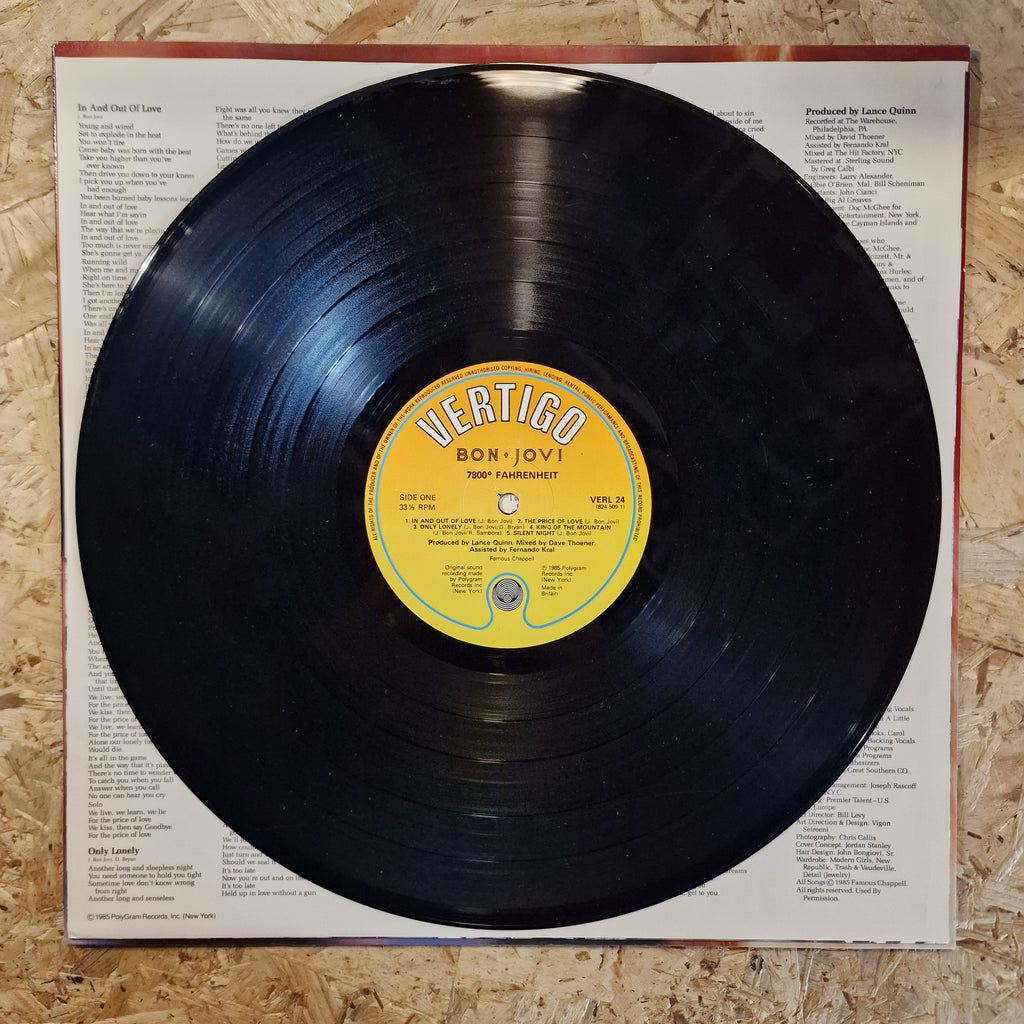 Bon Jovi ‎– 7800° Fahrenheit 1985 UK Press