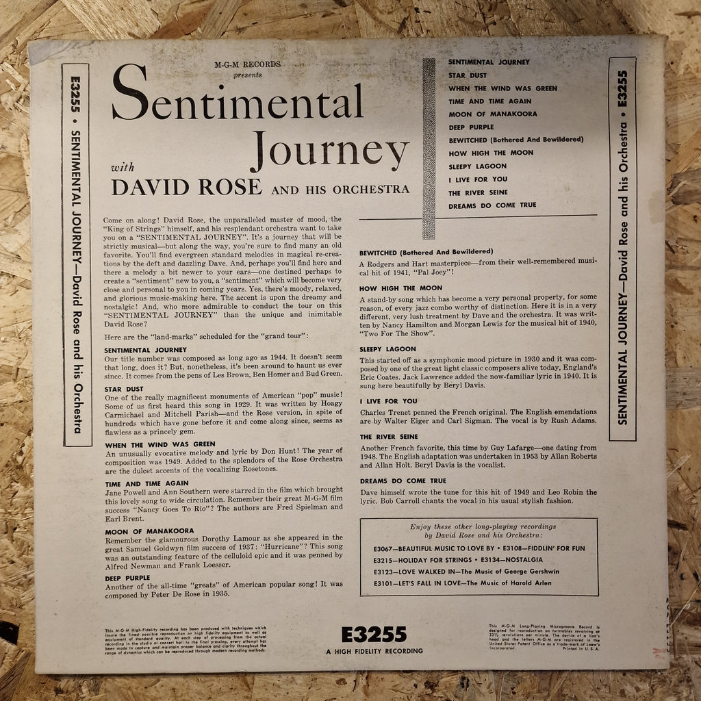 David Rose And His Orchestra ‎– Sentimental Journey