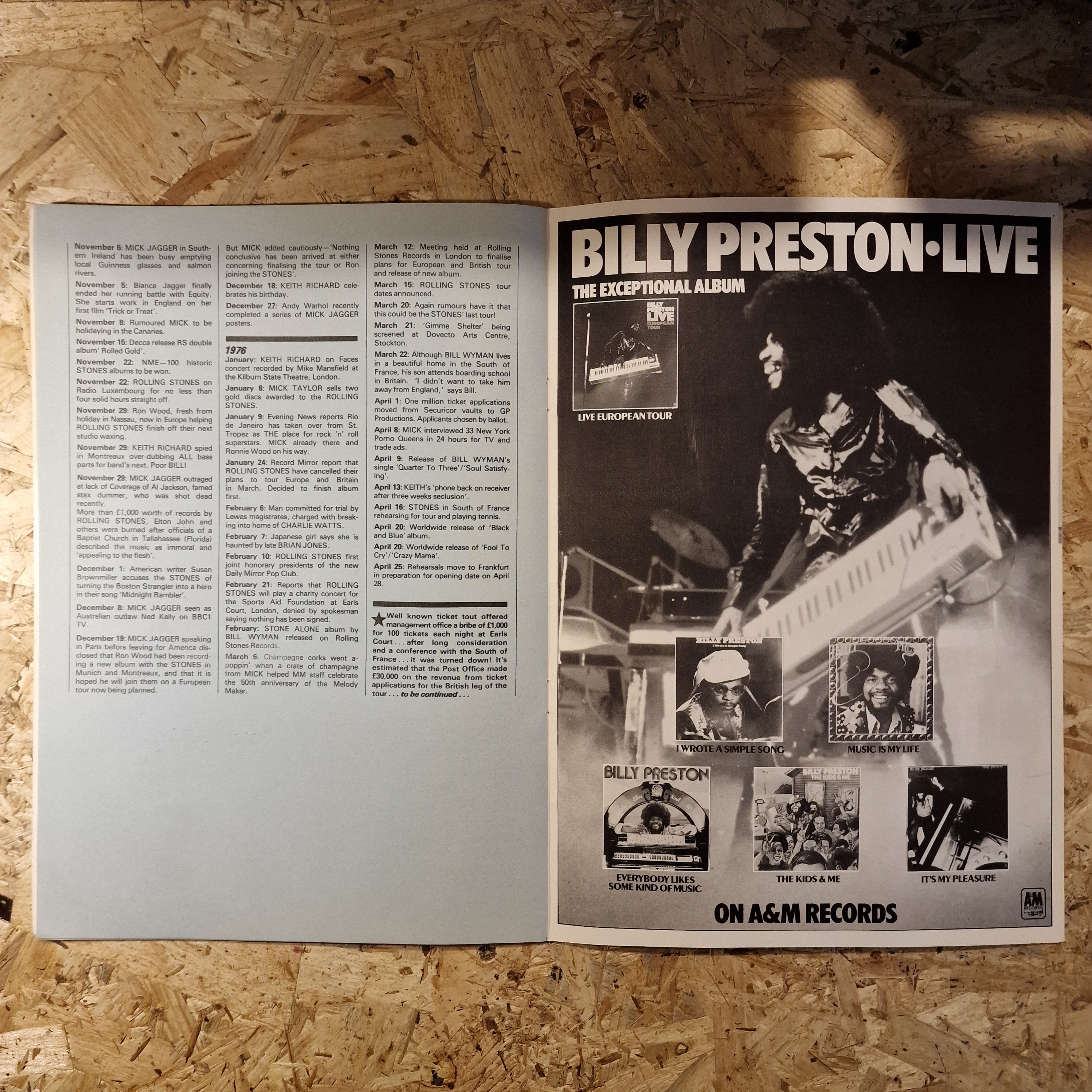 The Rolling Stones - Black and Blue Tour of Europe '76 Original Programme
