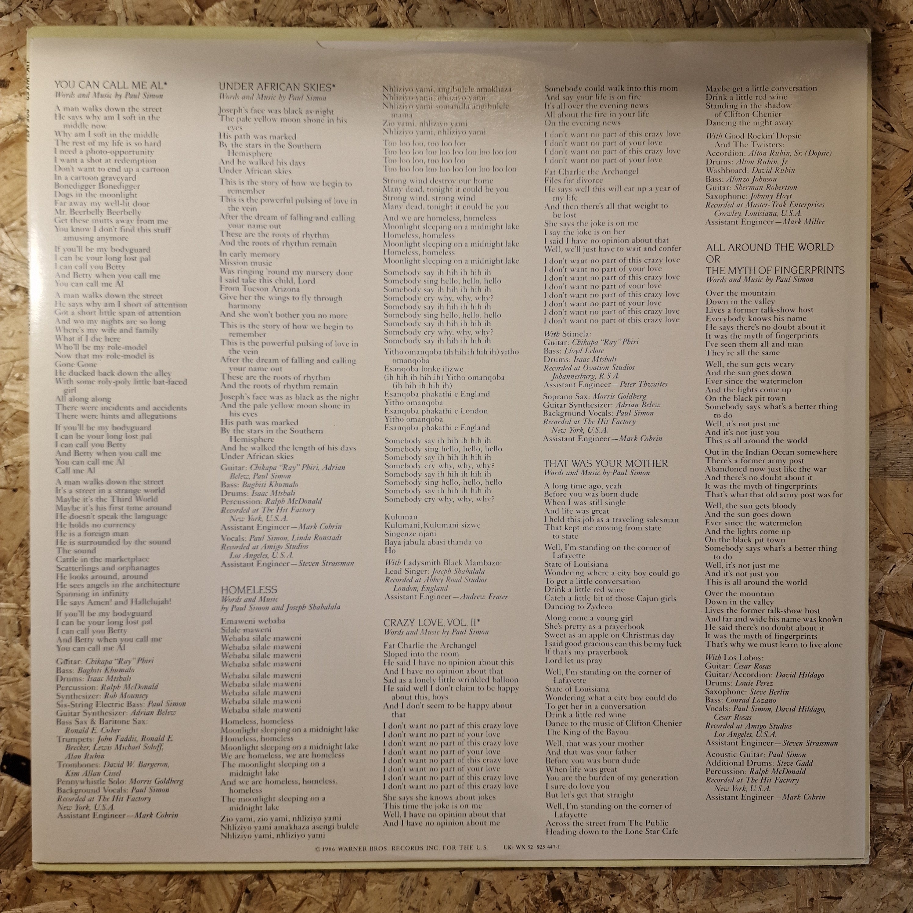 Paul Simon ‎– Graceland