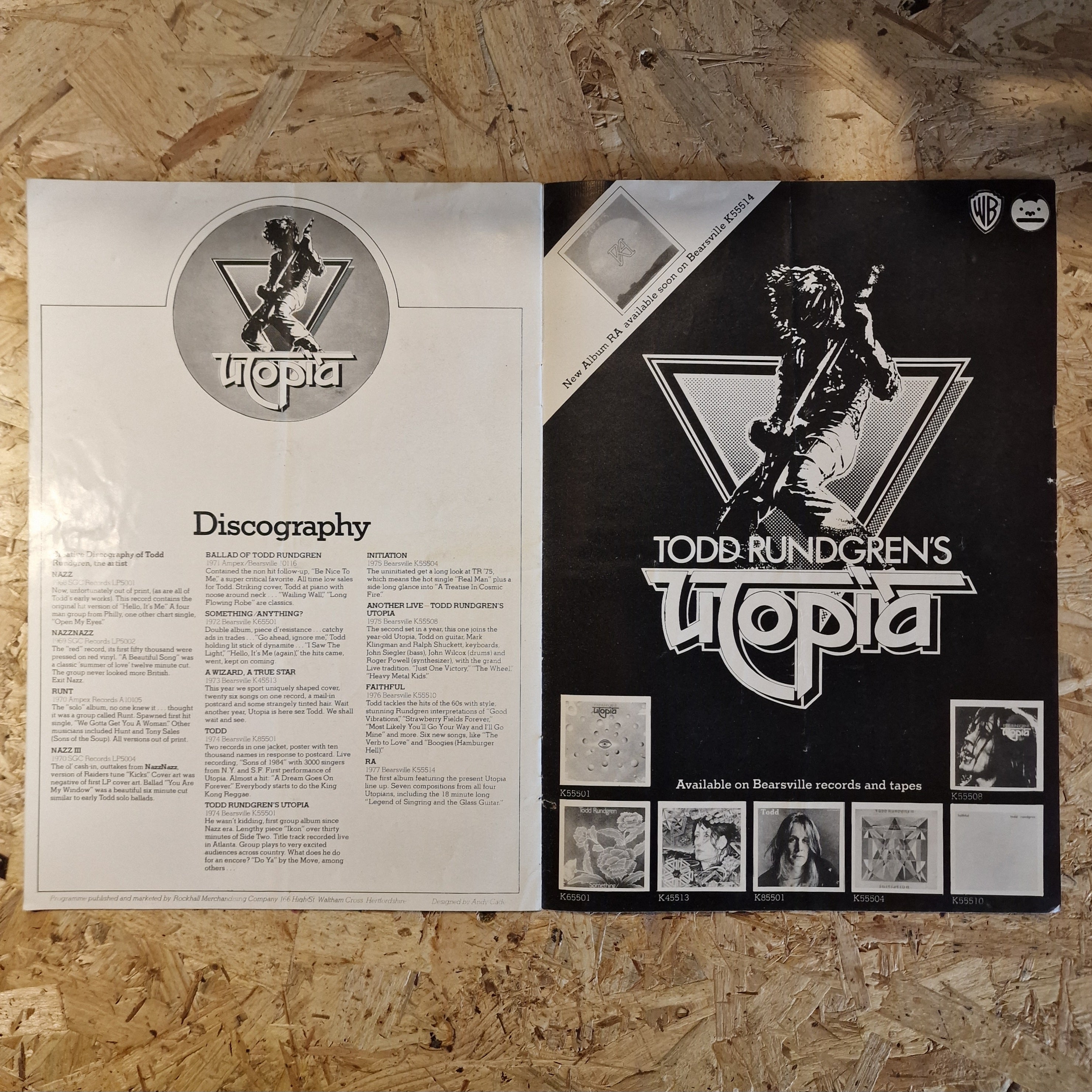 Todd Rundren's - Utopia UK Tour Programme (1975)