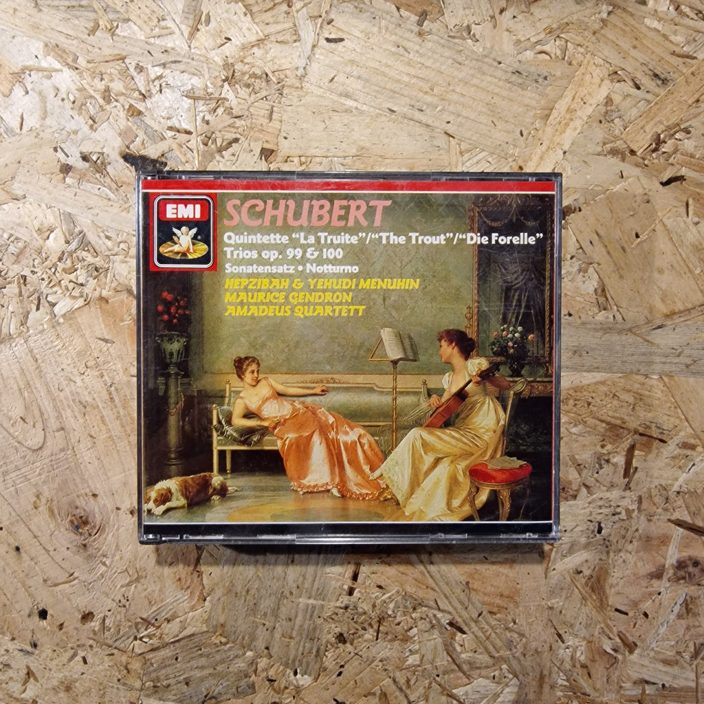 Schubert, Hephzibah & Yehudi Menuhin, Maurice Gendron, Amadeus Quartett – Quintette "La Truite" = "The Trout" = "Die Forelle" / Trios Op. 99 & 100 - Sonatensatz / Notturno