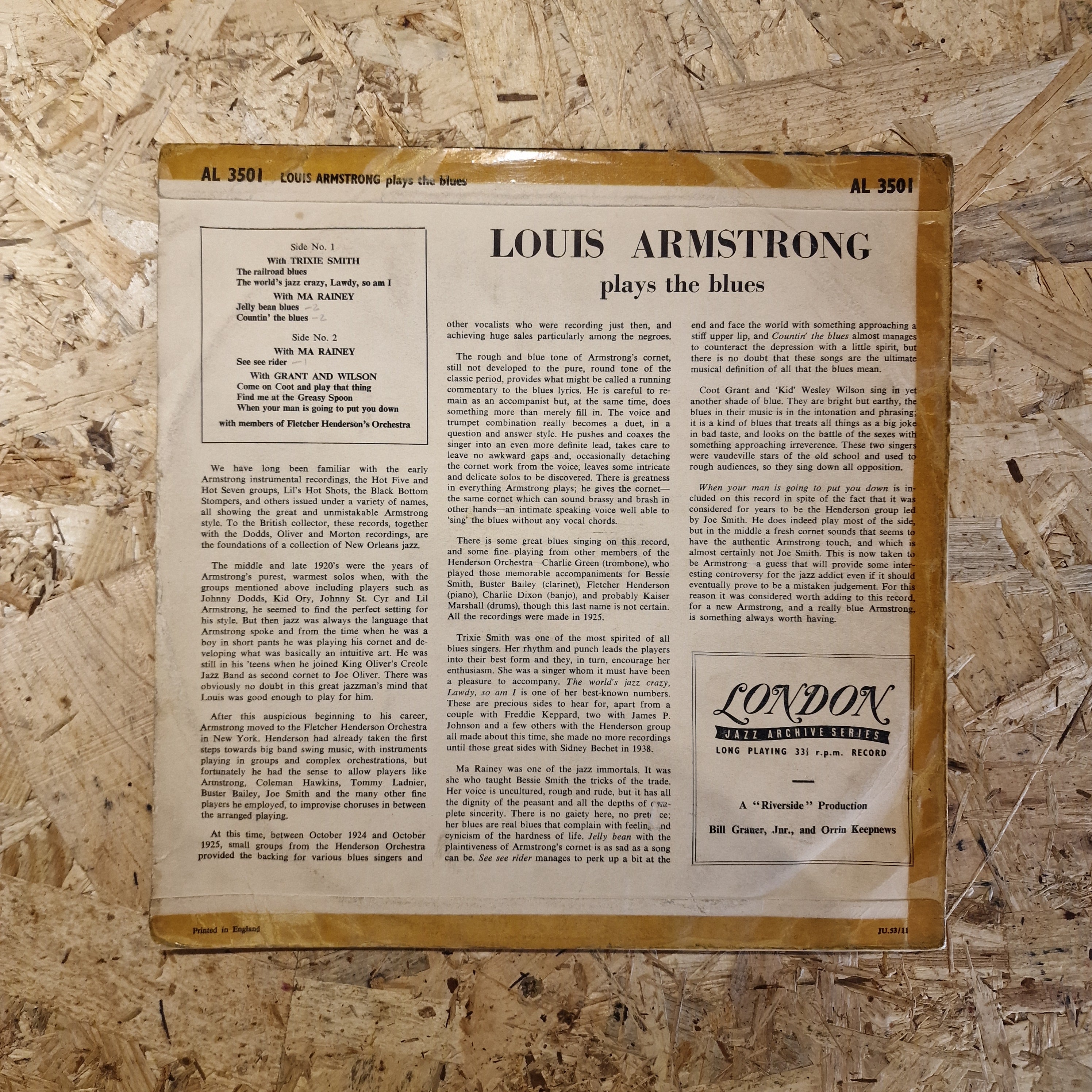 Louis Armstrong ‎– Plays The Blues