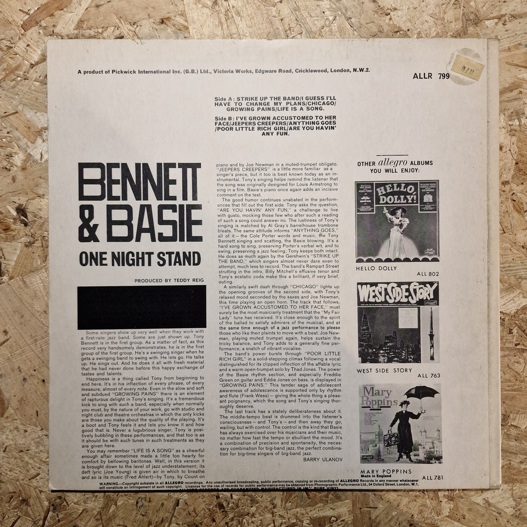 Tony Bennett & Count Basie – One Night Stand