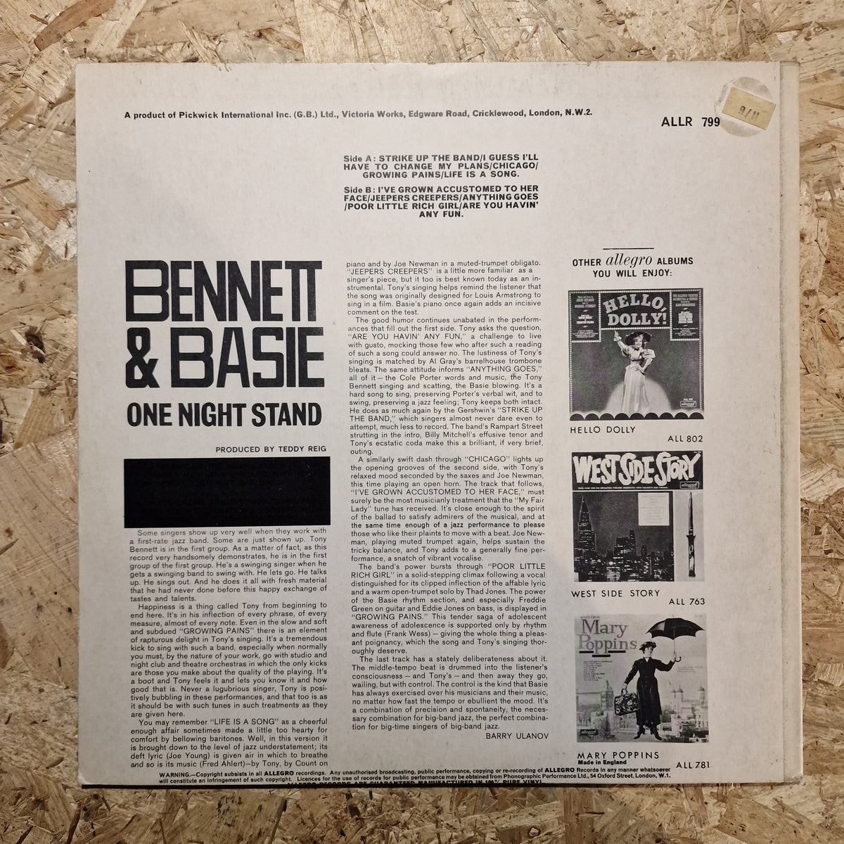 Tony Bennett & Count Basie – One Night Stand