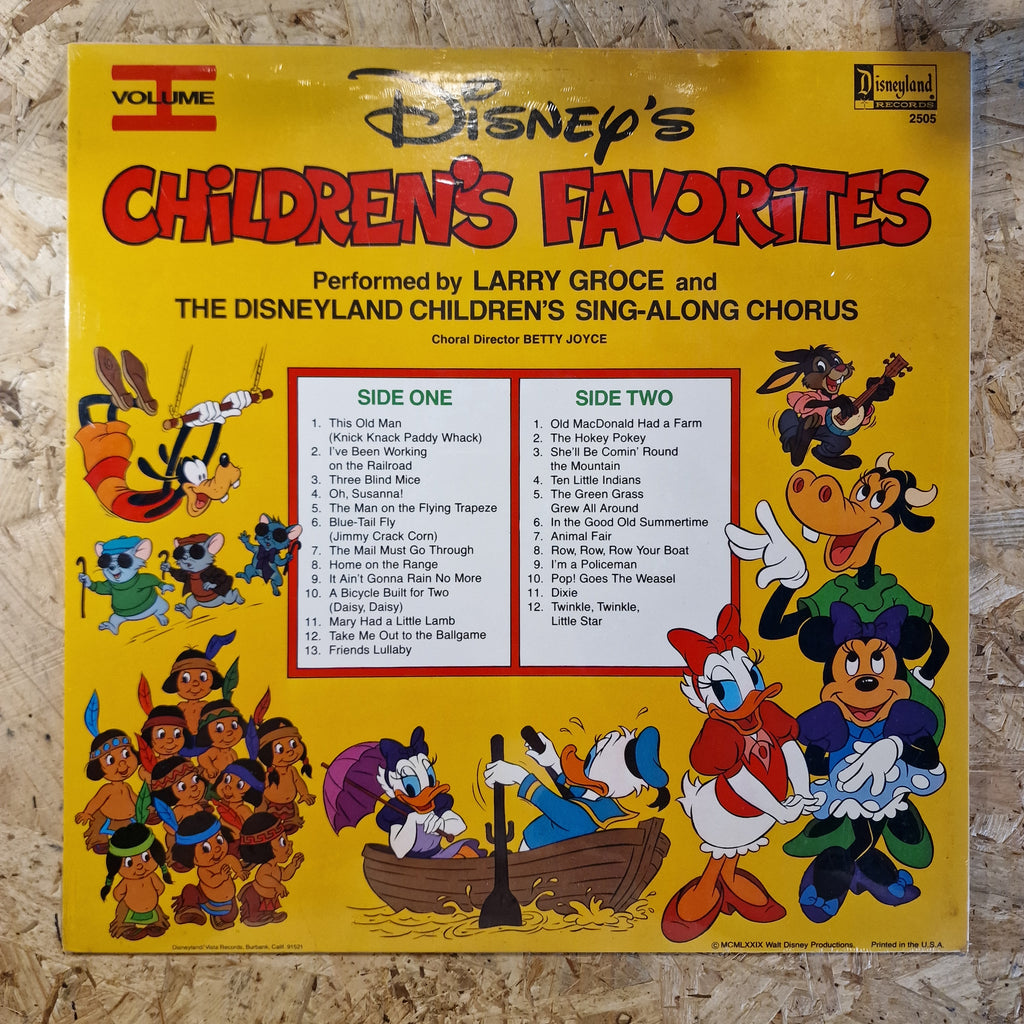 Larry Groce And The Disneyland Children's Sing-Along Chorus – Disney's Children's Favorites (Volume I)