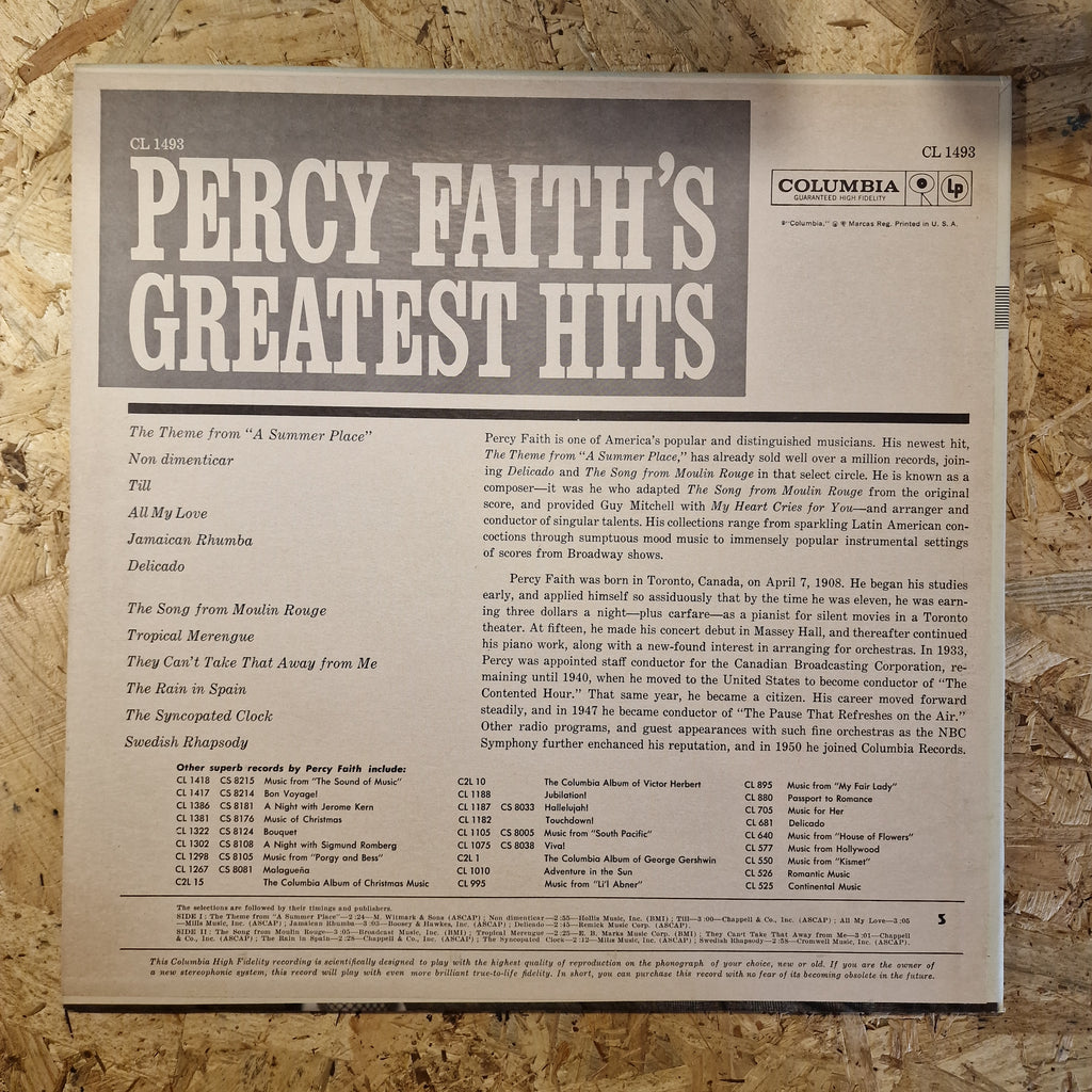 Percy Faith And His Orchestra – Percy Faith's Greatest Hits