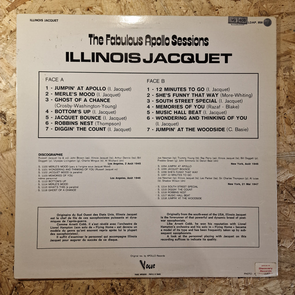 Illinois Jacquet – The Fabulous Apollo Sessions