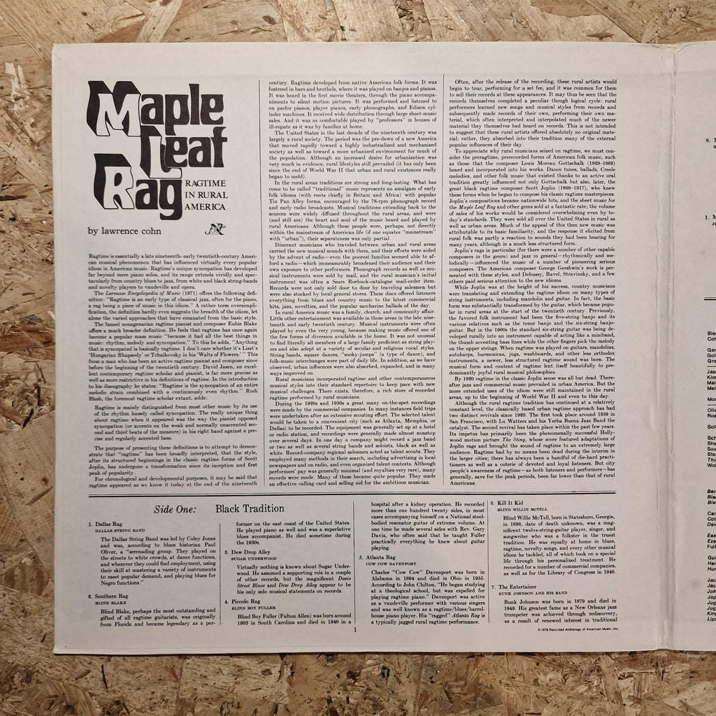 Maple Leaf Rag: Ragtime In Rural America